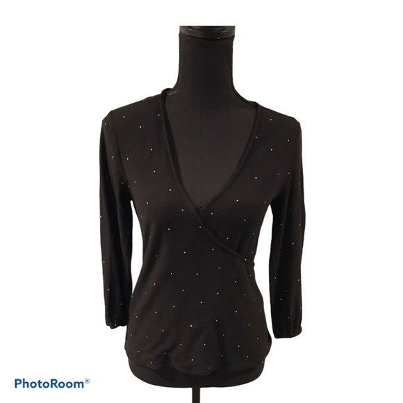 Lucky Brand Faux Wrap Sweater with polka dots - Picture 6 of 7